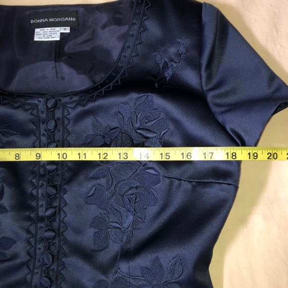 Donna Morgan Navy Blue Formal 2 Piece Skirt & Top Womens 6 Wedding Event - Picture 9 of 15